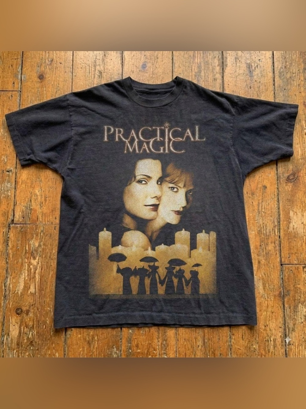 Gildan Practical Magic Graphic Tee - Black with Gold Print